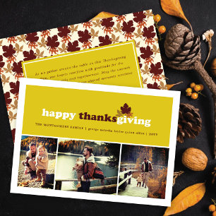 Moderne Blokken bladeren Thanksgiving 3 Foto Feestdagenkaart