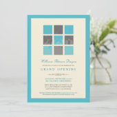 Moderne Blokken Grote Openingsuitnodiging (aqua) Kaart (Staand voorkant)