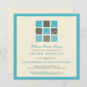 Moderne Blokken Grote Openingsuitnodiging (aqua) Kaart (Voorkant / Achterkant)