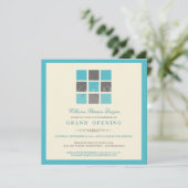 Moderne Blokken Grote Openingsuitnodiging (aqua) Kaart (Staand voorkant)