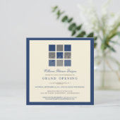 Moderne Blokken Grote Openingsuitnodiging (blauw) Aankondiging (Staand voorkant)