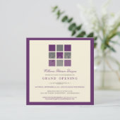 Moderne Blokken Grote Openingsuitnodiging (paars) Kaart (Staand voorkant)