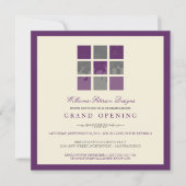 Moderne Blokken Grote Openingsuitnodiging (paars) Kaart (Voorkant)