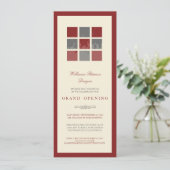 Moderne Blokken Grote Openingsuitnodiging (rood) Kaart (Staand voorkant)