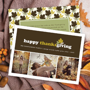 Moderne Blokken Herfst Bladeren Thanksgiving 3 Fot Feestdagenkaart