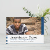 Moderne blokken in blauw 2 Foto Afstuderen Uitnodi Kaart (Staand voorkant)