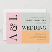 Moderne blokken Roze Mint Bright Bold Weddenschap Kaart (Voorkant)