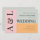 Moderne blokken Roze Mint Bright Bold Weddenschap Kaart (Voorkant / Achterkant)