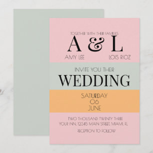Moderne blokken Roze Mint Bright en Vet Weddenscha Kaart