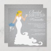 Moderne Blonde Bride Wine Bridal Shower Invitation Kaart (Voorkant / Achterkant)