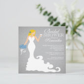 Moderne Blonde Bride Wine Bridal Shower Invitation Kaart (Staand voorkant)