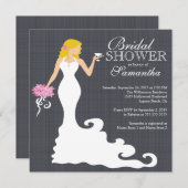 Moderne Blonde Bride Wine Bridal Shower Invitation Kaart (Voorkant / Achterkant)