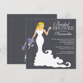 Moderne Blonde Bride Wine Bridal Shower Invitation Kaart (Voorkant / Achterkant)