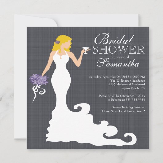 Moderne Blonde Bride Wine Bridal Shower Invitation Kaart (Voorkant)