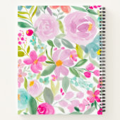 moderne bloom girly pastel floral waterverf name notitieboek (Achterkant)