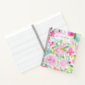 moderne bloom girly pastel floral waterverf name notitieboek (Binnen)