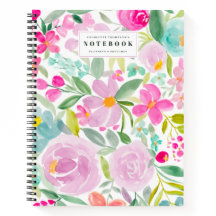 moderne bloom girly pastel floral waterverf name