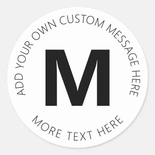 Moderne blote Sjabloon tekst | Zwart-wit Ronde Sticker (Voorkant)