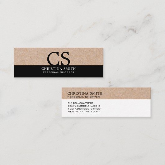 Moderne, blote zwart-witafdrukken - Schone B&W-typ Mini Visitekaartje (Voorkant / Achterkant)