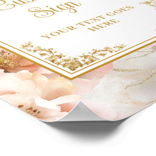 Moderne blozende bloemen met gouden accenten op ma poster (Hoek)