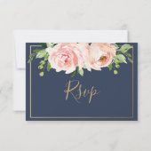 Moderne Blozende Bloemige Groene Huwelijks RSVP Ka (Achterkant)