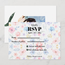 Moderne blozende roze bloem RSVP-kaart Kaart