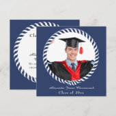 Moderne Blue 1 Foto Afstuderen-aankondiging Aankondiging (Voorkant / Achterkant)