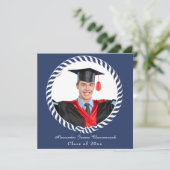 Moderne Blue 1 Foto Afstuderen-aankondiging Aankondiging (Staand voorkant)