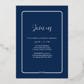 Moderne Blue Arch Foto Afstudeerfeest Folie Uitnodiging (Achterkant)