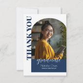 Moderne Blue Arch Foto Afstuderen Bedankkaart (Voorkant)