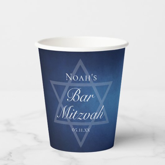 Moderne Blue Bar Mitswa-partij gepersonaliseerd Papieren Bekers (Voorkant)