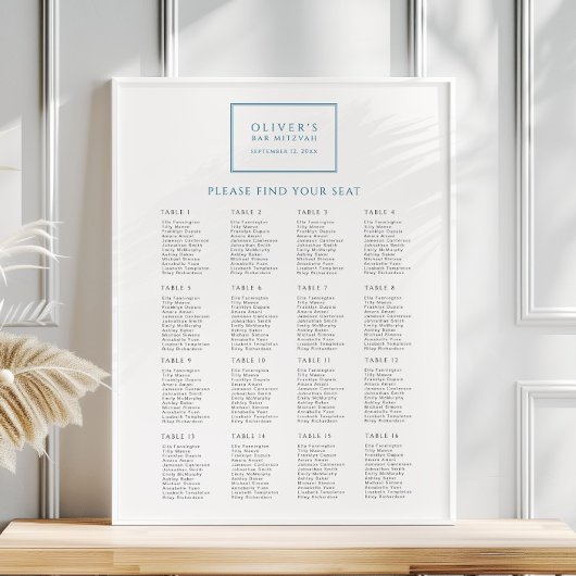 Moderne Blue Bar Mitzvah Zithoek Poster