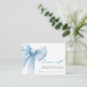 Moderne Blue Bow Baby shower Luier Raffle Informatiekaartje (Staand voorkant)