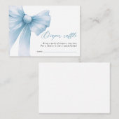 Moderne Blue Bow Baby shower Luier Raffle Informatiekaartje (Voorkant / Achterkant)