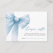 Moderne Blue Bow Baby shower Luier Raffle Informatiekaartje (Voorkant)