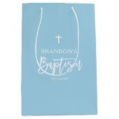 Moderne Blue Boy doop Medium Cadeauzakje (Voorkant)