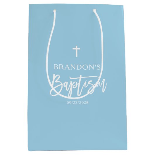 Moderne Blue Boy doop Medium Cadeauzakje (Voorkant)