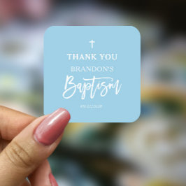 Moderne Blue Boy doop Vierkante Sticker