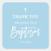 Moderne Blue Boy doop Vierkante Sticker (Voorkant)