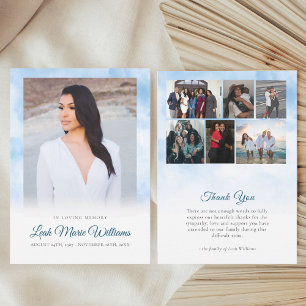 Moderne Blue Clouds Memorial begrafenis Bedankkaart