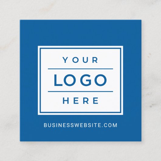 Moderne Blue Custom Business Logo Vierkante Visitekaartje (Voorkant)