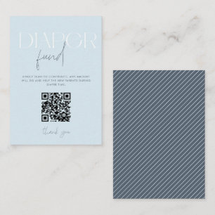 Moderne Blue Diaper Fund Baby shower QR Code Informatiekaartje