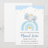 Moderne Blue Elephant Baby Shower Uitnodigingen (Voorkant / Achterkant)
