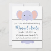 Moderne Blue Elephant Baby Shower Uitnodigingen (Voorkant)
