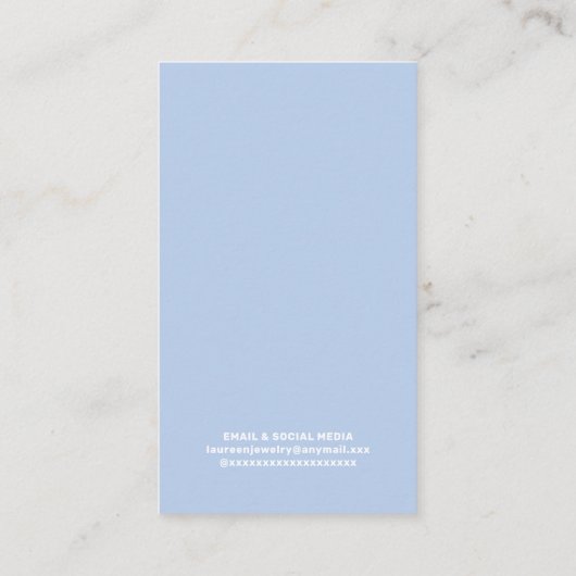 Moderne Blue en Gold Earring Display Holder Kaart Visitekaartje (Achterkant)