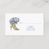 Moderne Blue Floral Display douchewand Kaart (Achterkant)