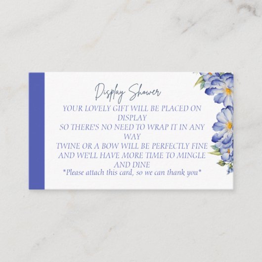 Moderne Blue Floral Display douchewand Kaart (Voorkant)