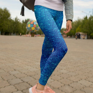 Moderne Blue Glitter Sparkle Leggings