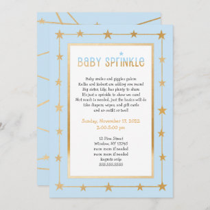 Moderne Blue Gold Stars jongen baby sprinkle nodig Kaart