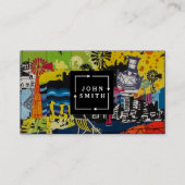 Moderne Blue Graffiti Cool Abstract Art Business C Visitekaartje (Voorkant)